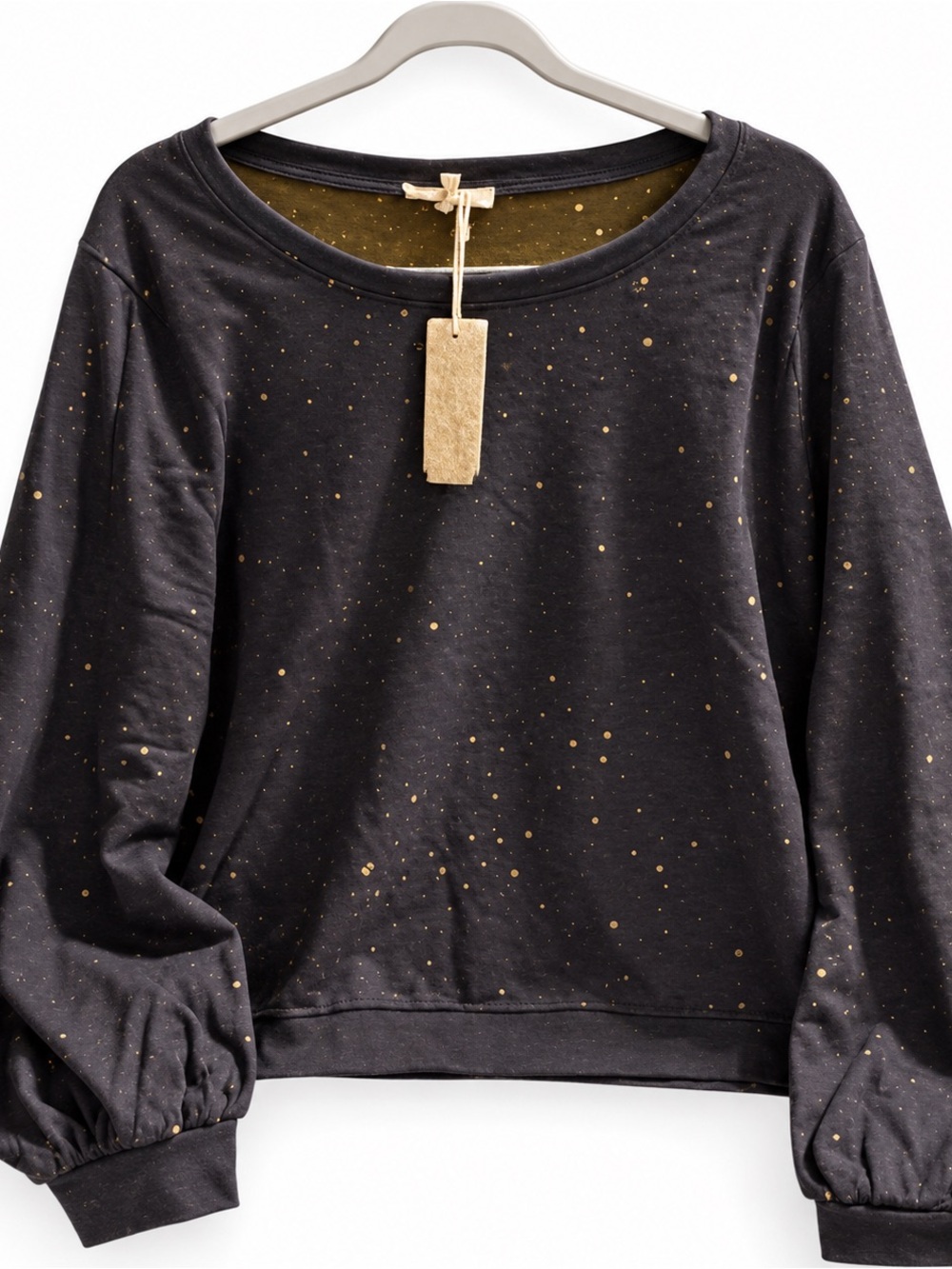 Mystree Black Sweatshirt with Gold Splatter